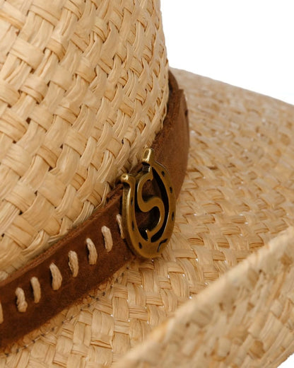Natural coloured Stetson Fair Oaks Western Straw Hat on white background 