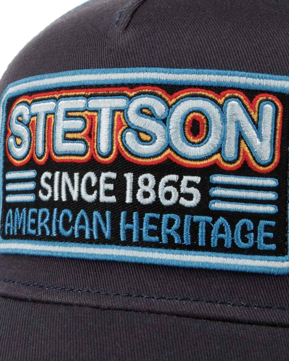 Navy Coloured Stetson Glow In The Dark Trucker Cap on white background 