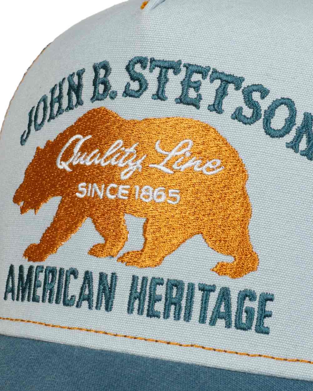 Blue Coloured Stetson JBS Bear Trucker Cap on White Background 