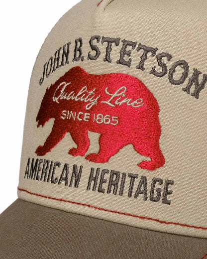 Beige Coloured Stetson JBS Bear Trucker Cap On White Background 