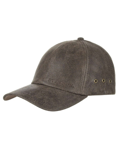 Brown coloured Stetson Liberty Pigskin Baseball Cap on white background 