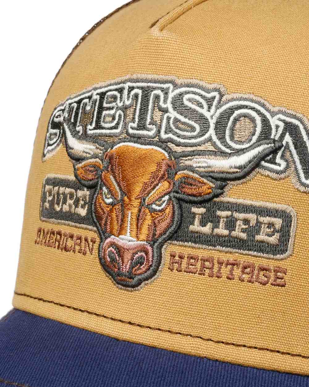 Brown Coloured Stetson New Pure Life Trucker Cap on White Background 