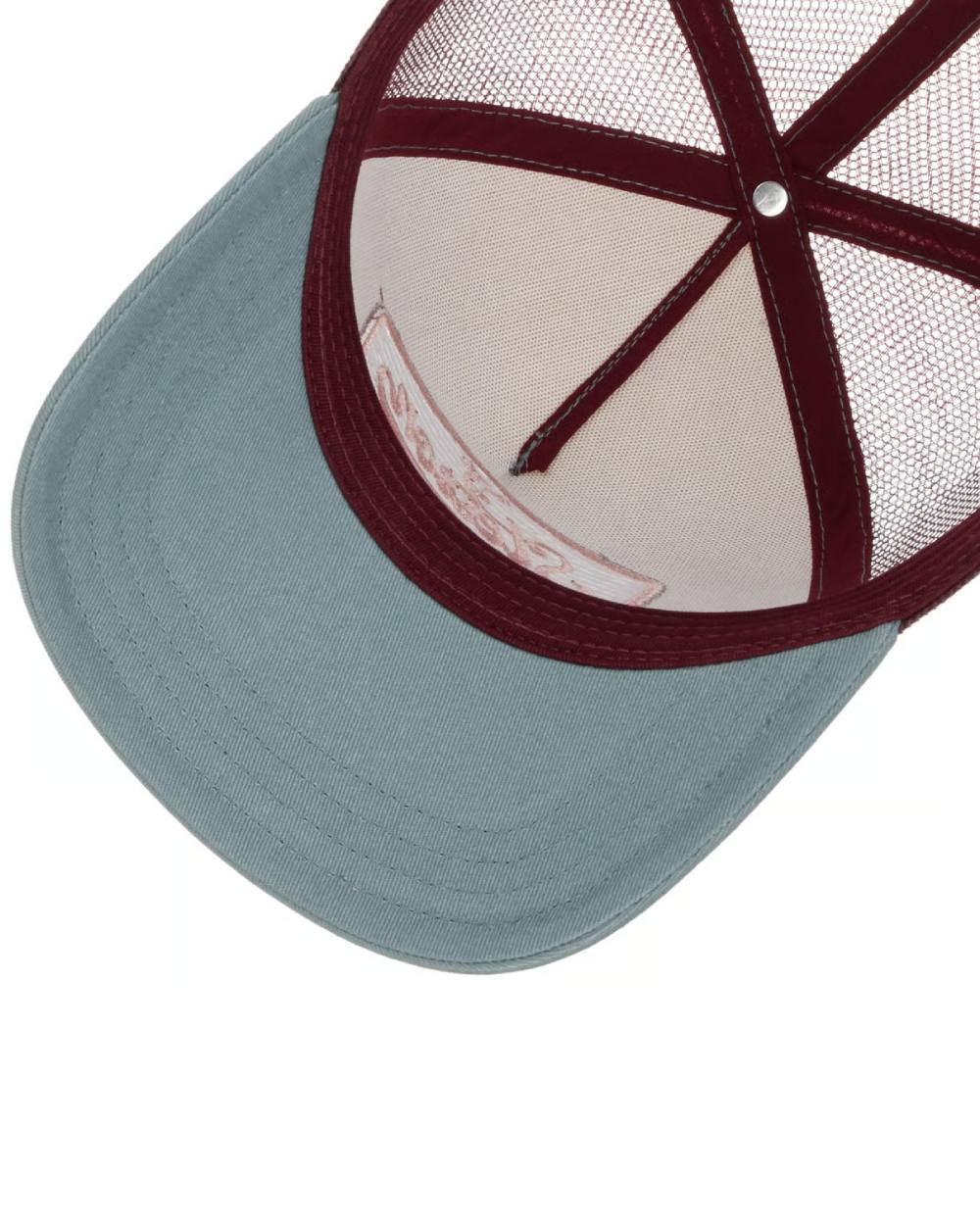 Blue Ecru coloured Stetson Pastel Trucker Cap on white background 