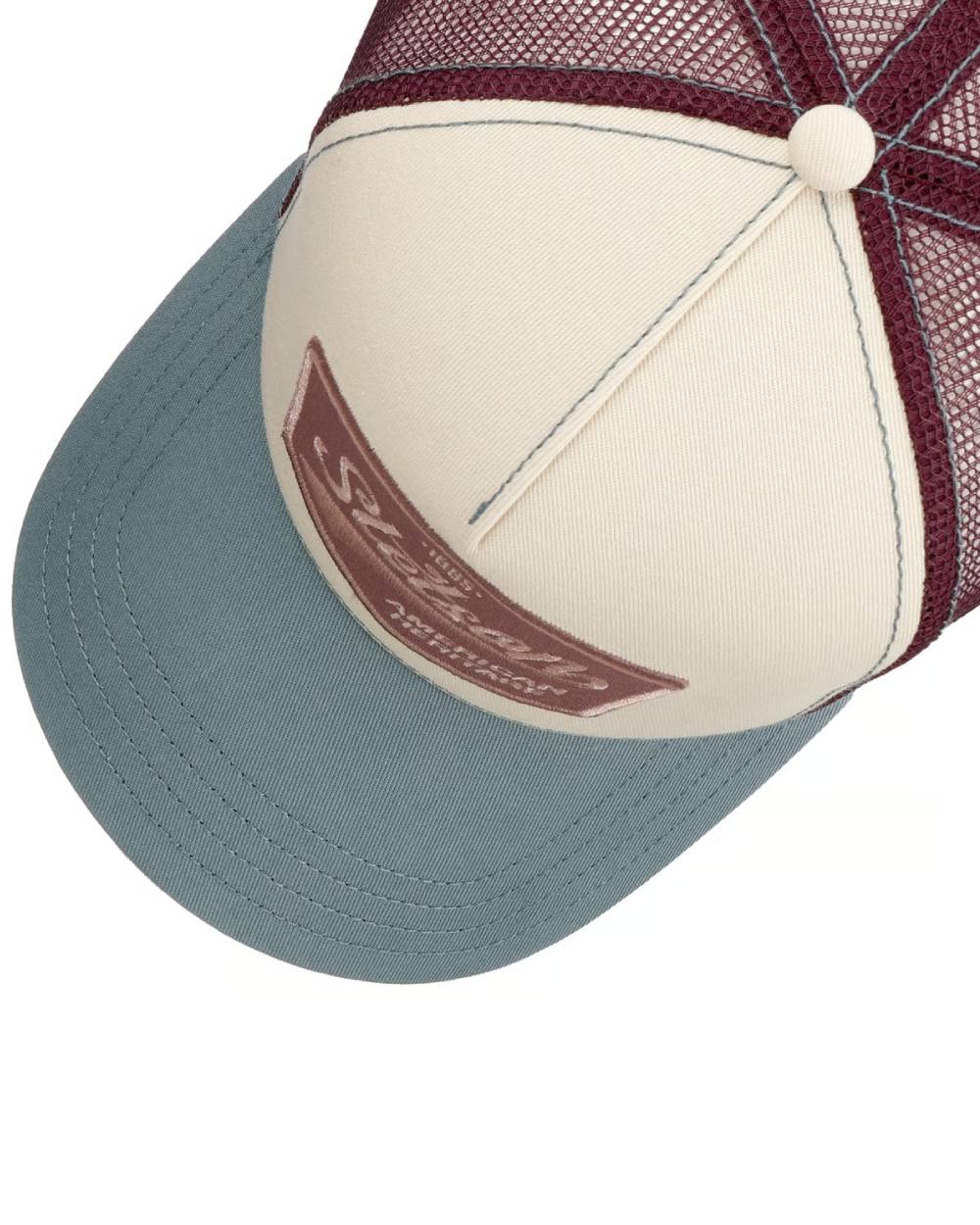 Blue Ecru coloured Stetson Pastel Trucker Cap on white background 