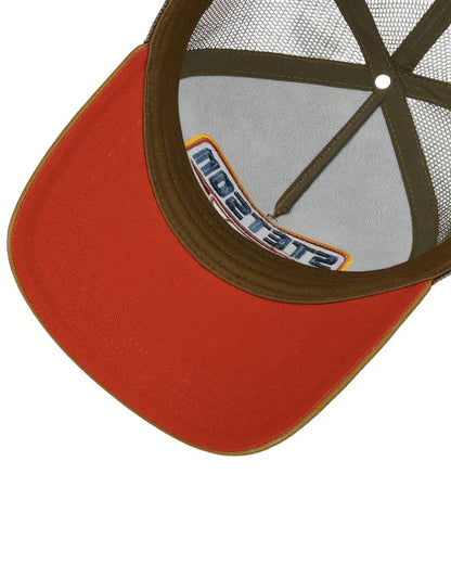 Brown Blue coloured Stetson S Wing Trucker Cap on white background 