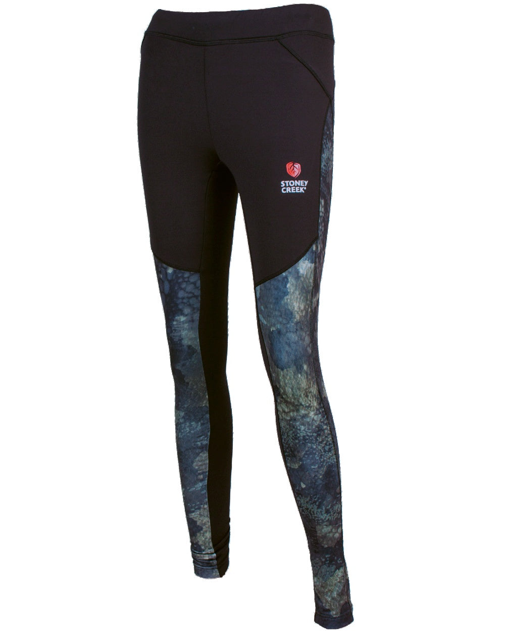 Black TCU coloured Stoney Creek Active Tights on white background 