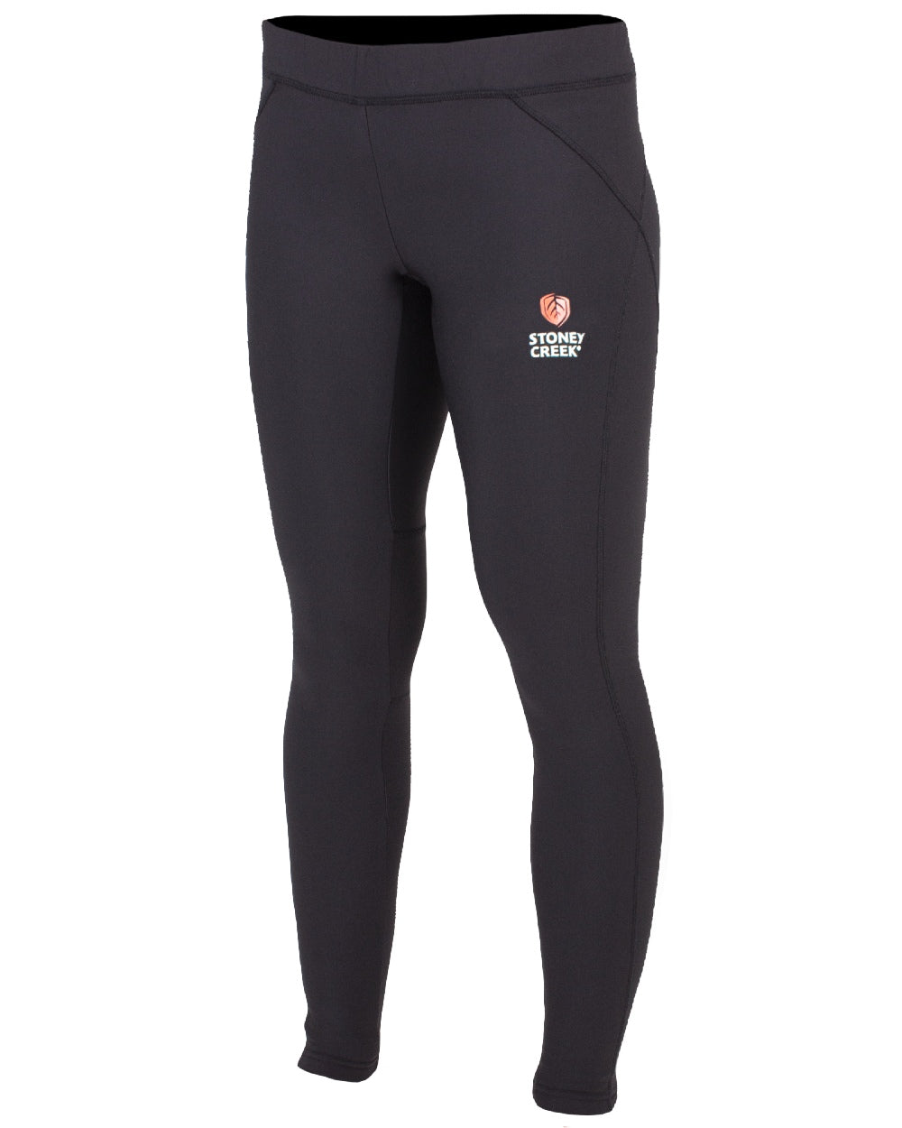Black coloured Stoney Creek Active Tights on white background 