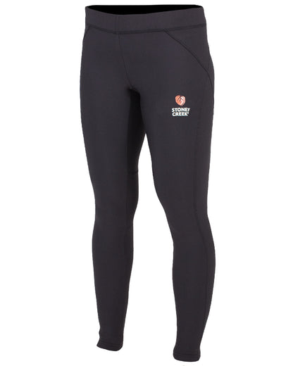 Black coloured Stoney Creek Active Tights on white background 