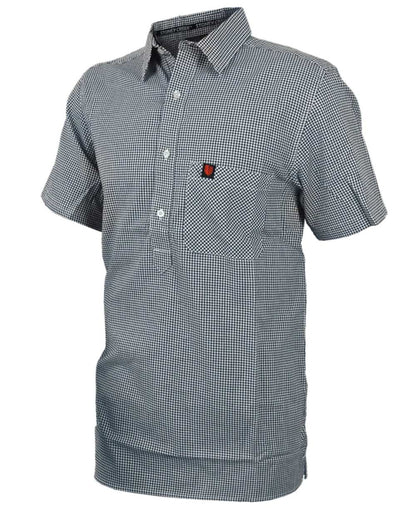 Navy Gingham Coloured Stoney reek mens Checkmate Shirt on White Background 