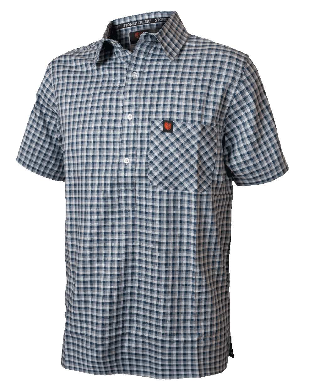 Storm Check Coloured Stoney Creek Mens Checkmate Shirt on White Background 