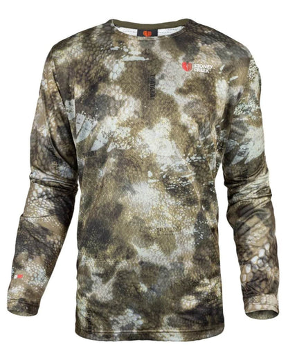Camo Alpine coloured Stoney Creek Mens Ice-Dry Long Sleeve Top on white background 