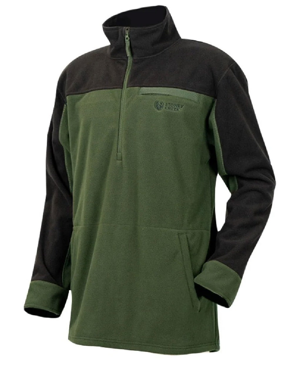 Bayleaf Black Coloured Stoney Creek Mens M2 Quarter Zip Top on White Background 