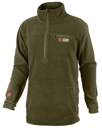 Bayleaf coloured Stoney Creek Mens Quarter Zip Fleece Top on white background 