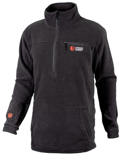 Black coloured Stoney Creek Mens Quarter Zip Fleece Top on white background 