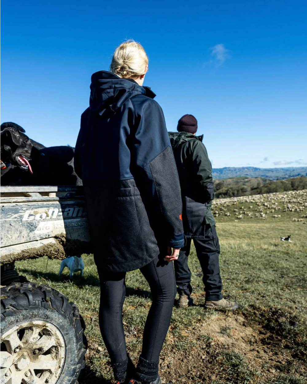 Navy Black Coloured  Stoney Creek Womens Station Jacket on Green Pasture Background 
