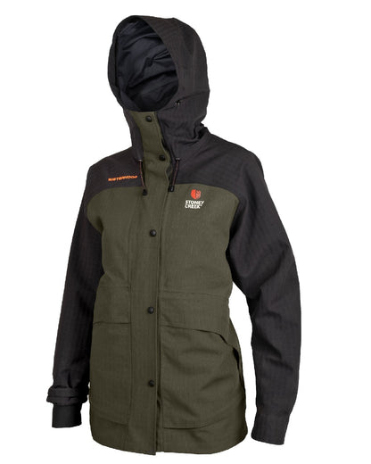 Bayleaf Black Stoney Creek Womens Tempest Jacket On White Background 