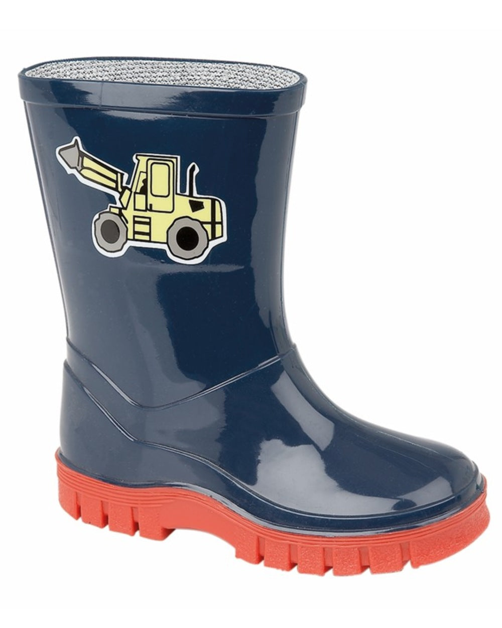 Navy Blue Red coloured Stormwells Childrens Puddle Wellington Boots on white background 