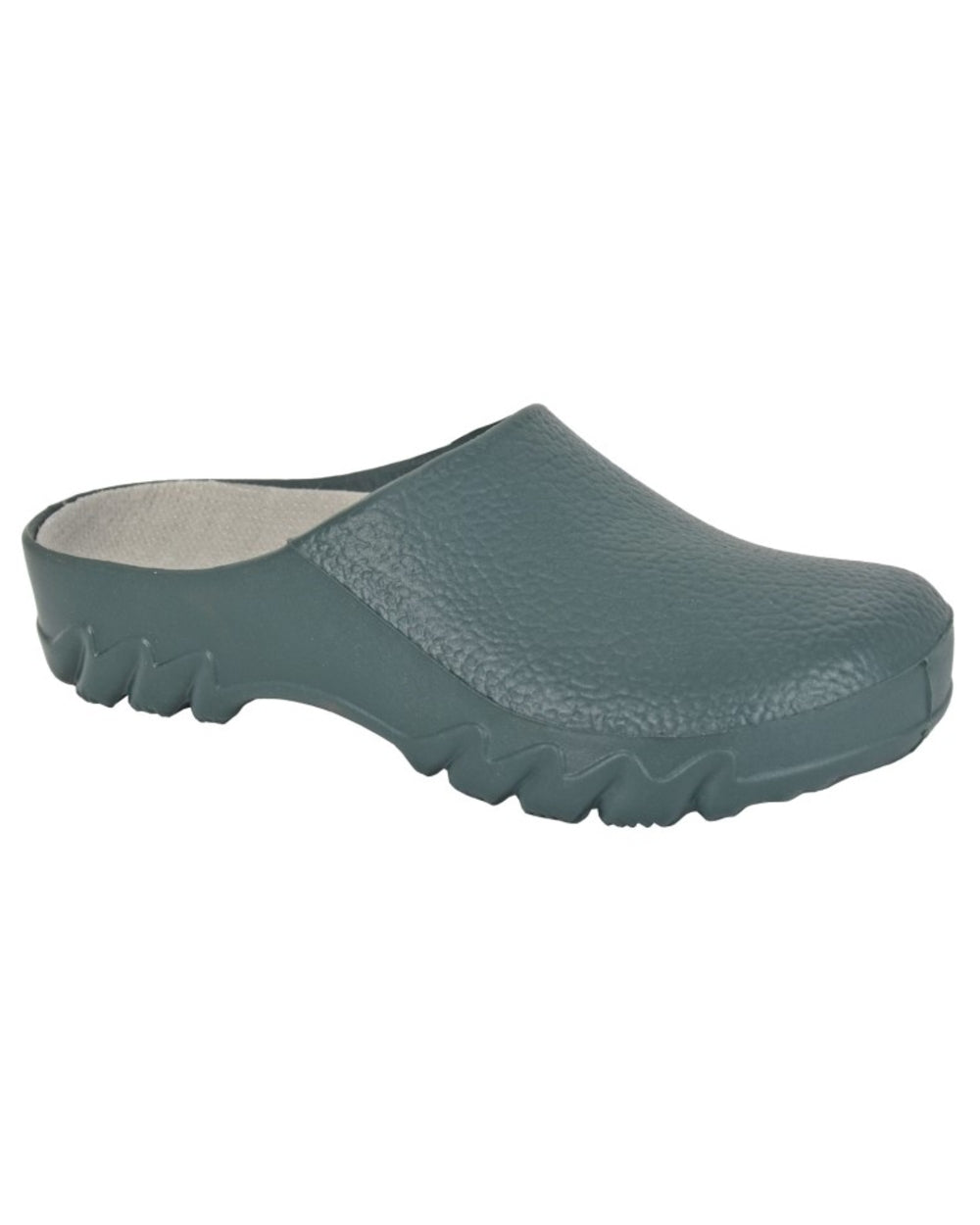 Green coloured Stormwells Garden Clog Shoe on white background 
