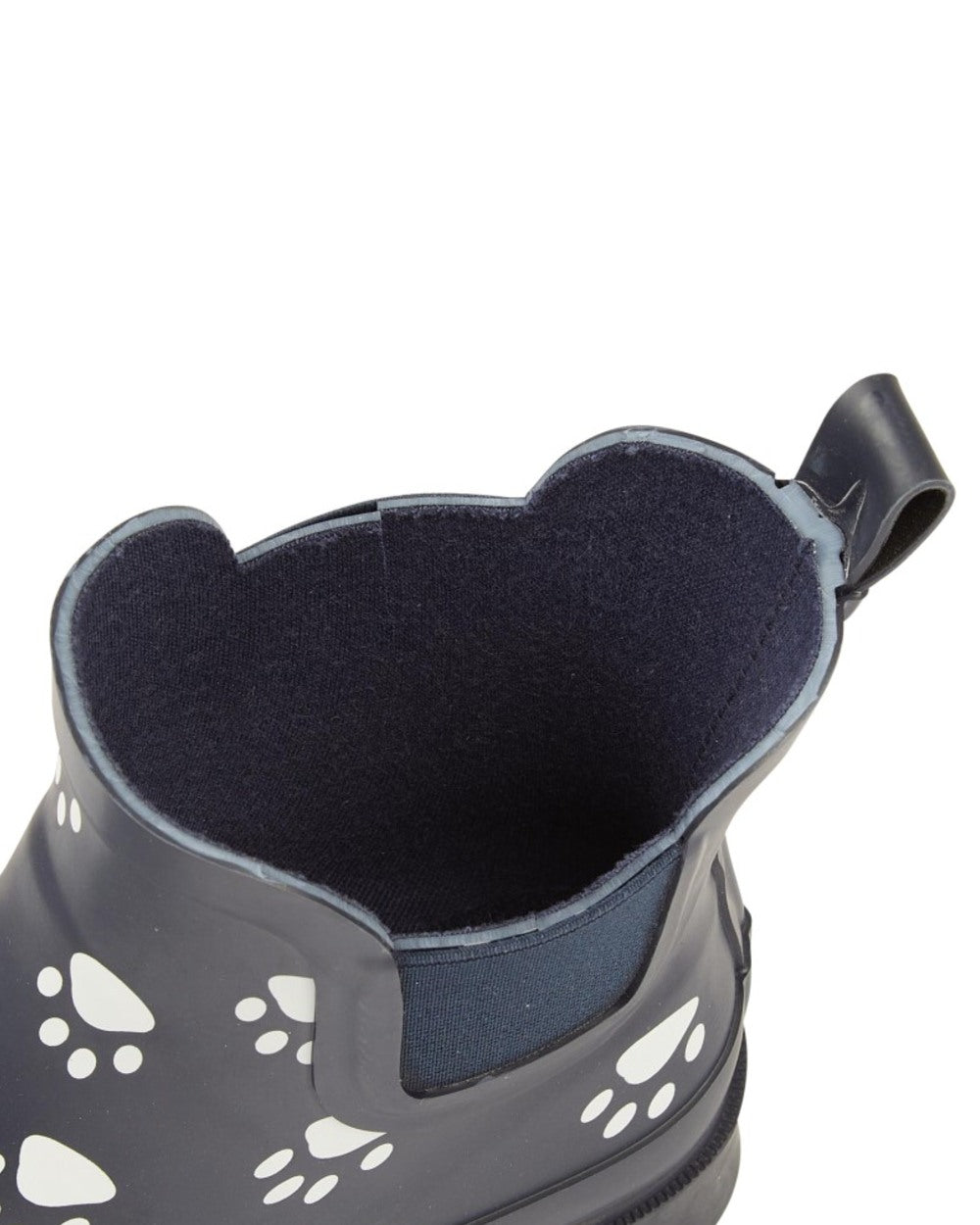 Navy Blue coloured Stormwells Womens Paw Print Ankle Wellington Boots on white background 