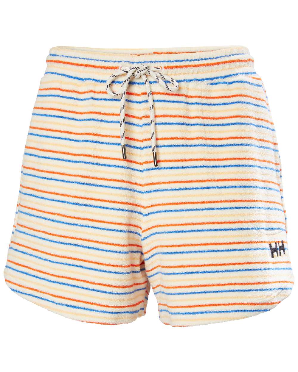 Snow Multistripe coloured Helly Hansen womens siren towelling shorts on white background 
