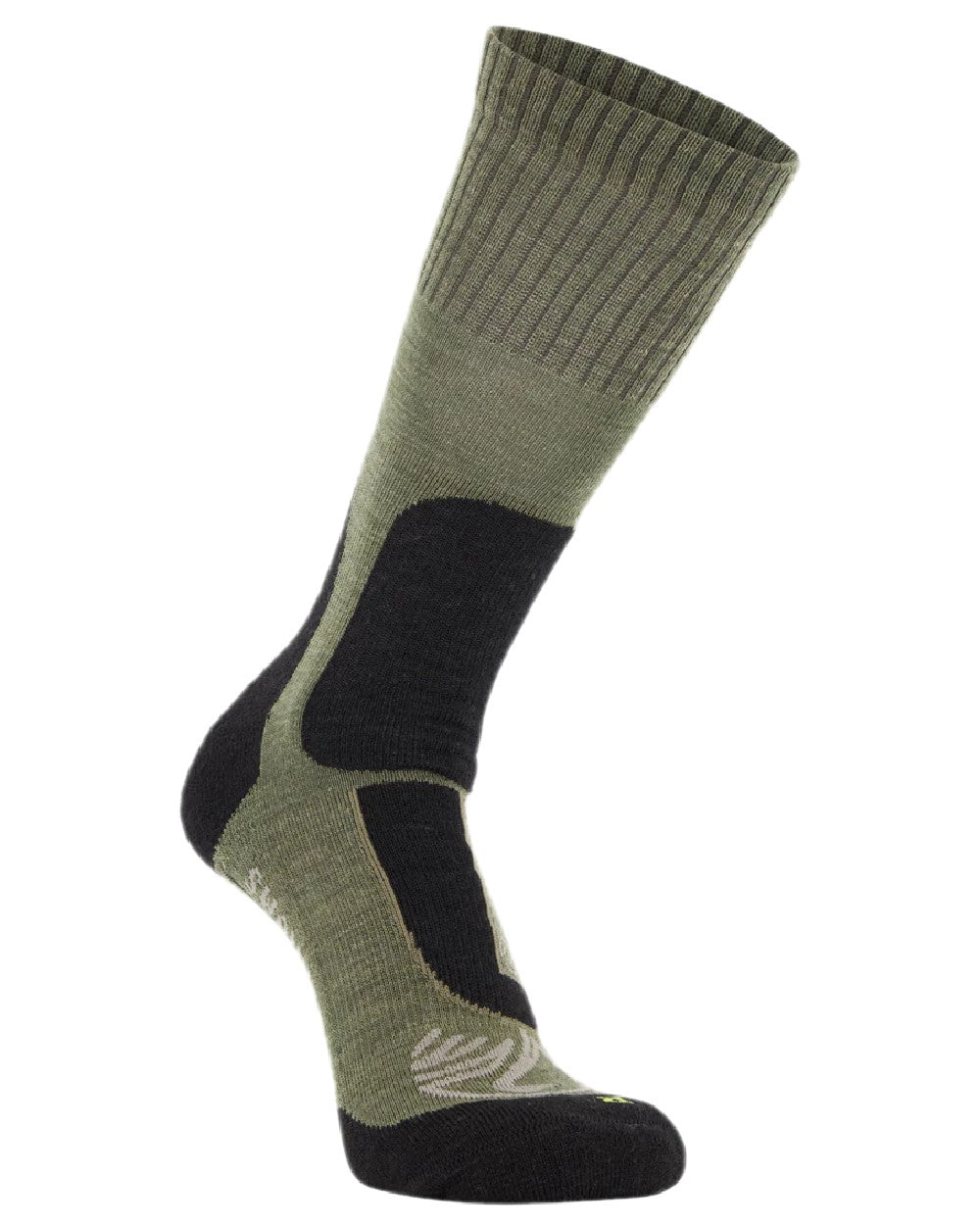 Olive Coloured Swanndri Herculan Technical Mid Socks on white background 