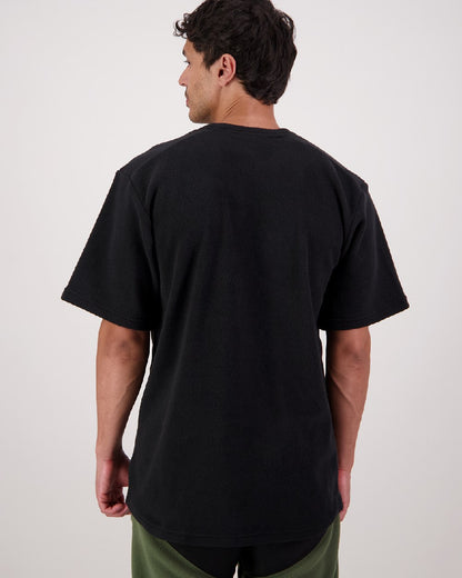 Black Coloured Swanndri High Rock Mens Fleece T Shirt on White Background 