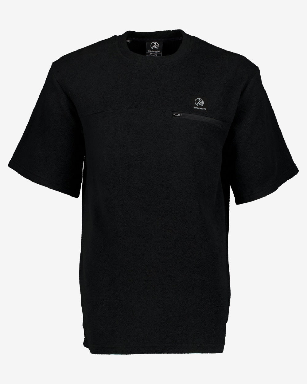 Black Coloured Swanndri High Rock Mens Fleece T Shirt on White Background 