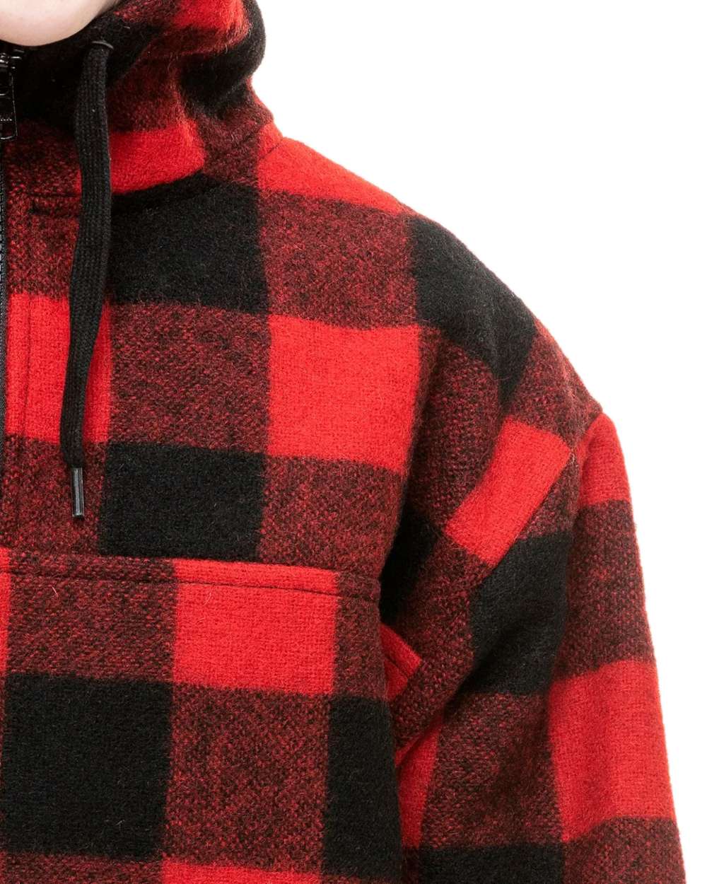 Red Black Check Coloured Swanndri Kids Brixton Wool Bushshirt on white background 