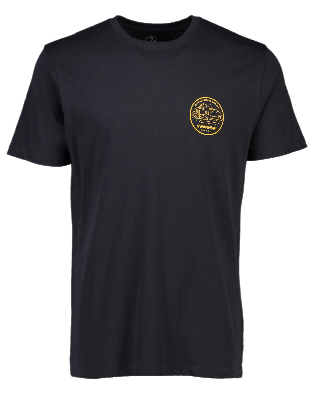 Washed Black Coloured Swanndri Mens Barton Printed T-Shirt on white background 