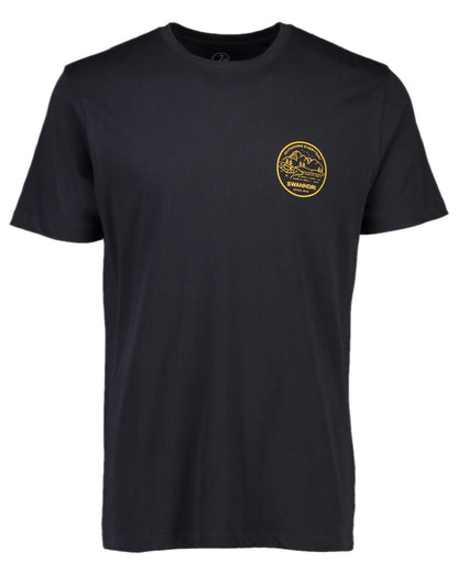 Washed Black Coloured Swanndri Mens Barton Printed T-Shirt on white background 