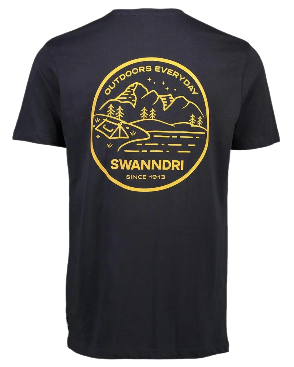 Washed Black Coloured Swanndri Mens Barton Printed T-Shirt on white background 