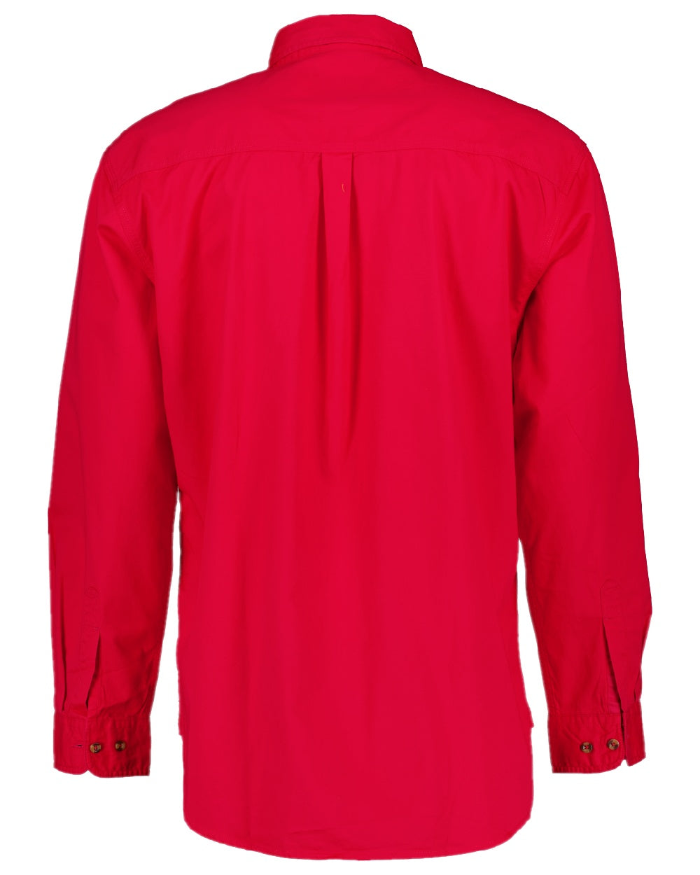 Bright Red Coloured Swanndri Mens Bendigo Long Sleeve Work Shirt on white background 