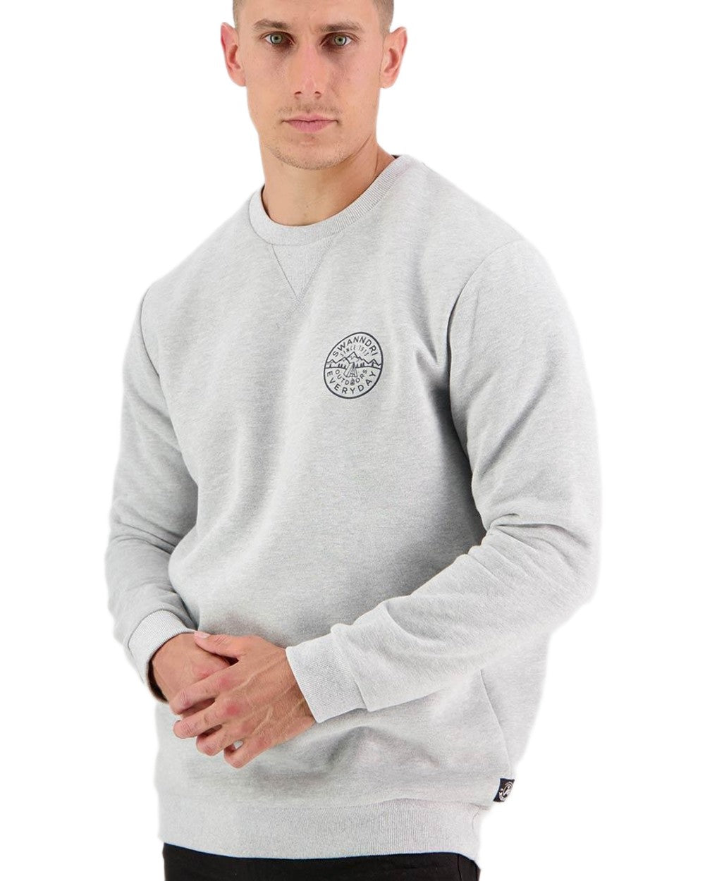 Grey Marle Coloured Swanndri Mens Camp Crew Fleece on white background 