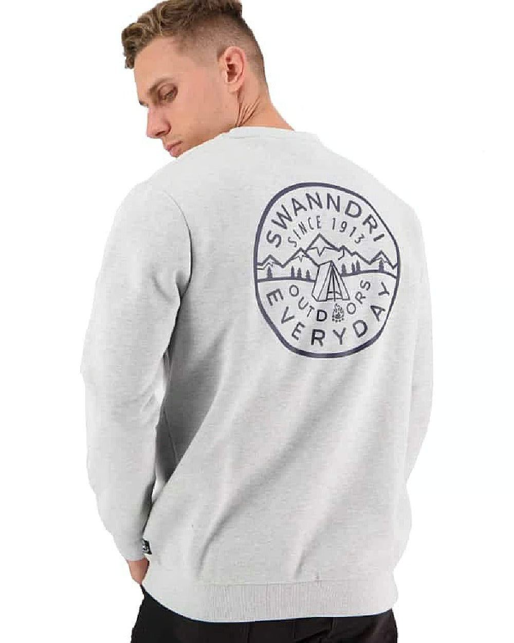 Grey Marle Coloured Swanndri Mens Camp Crew Fleece on white background 