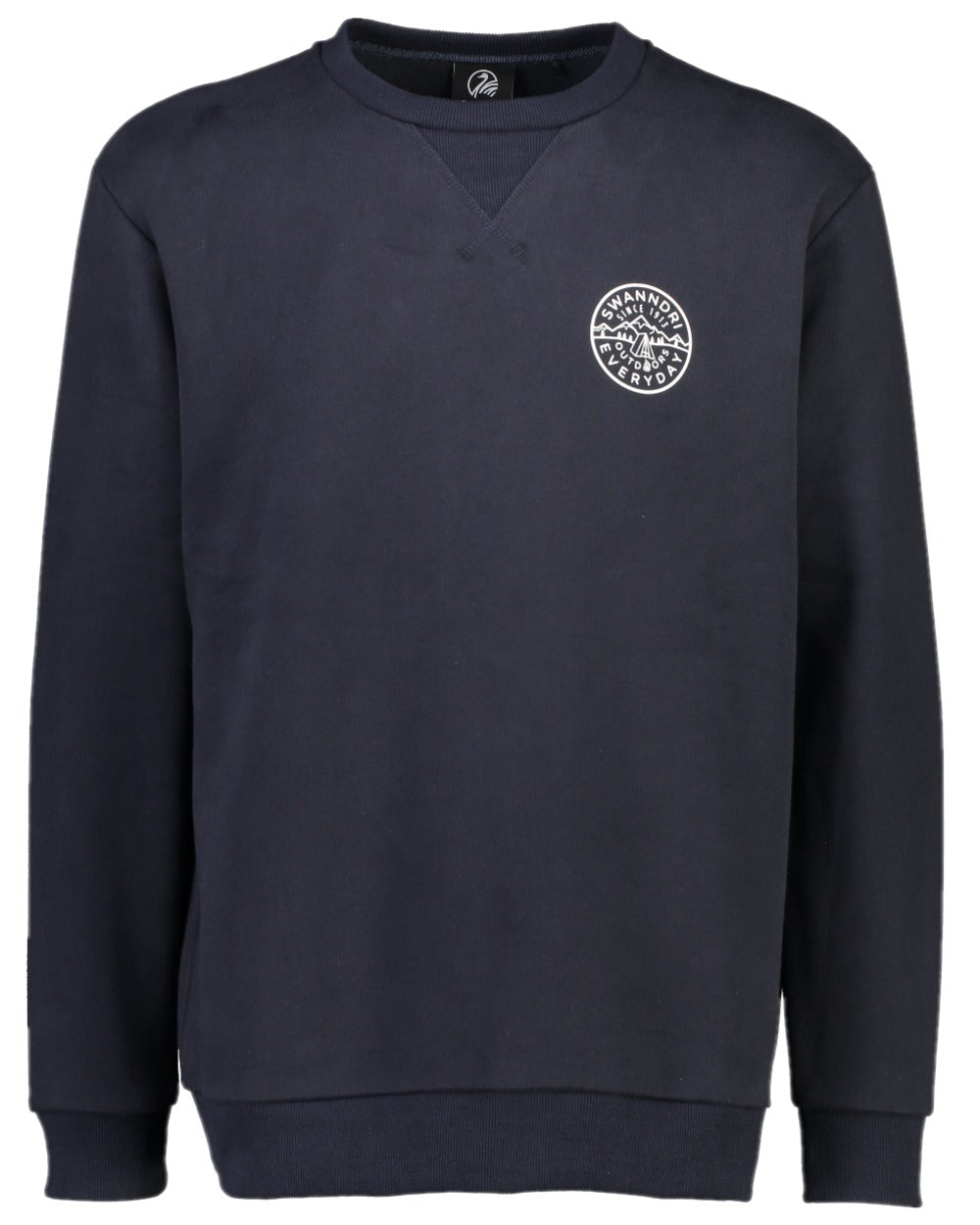 Navy Coloured Swanndri Mens Camp Crew Fleece on white background 