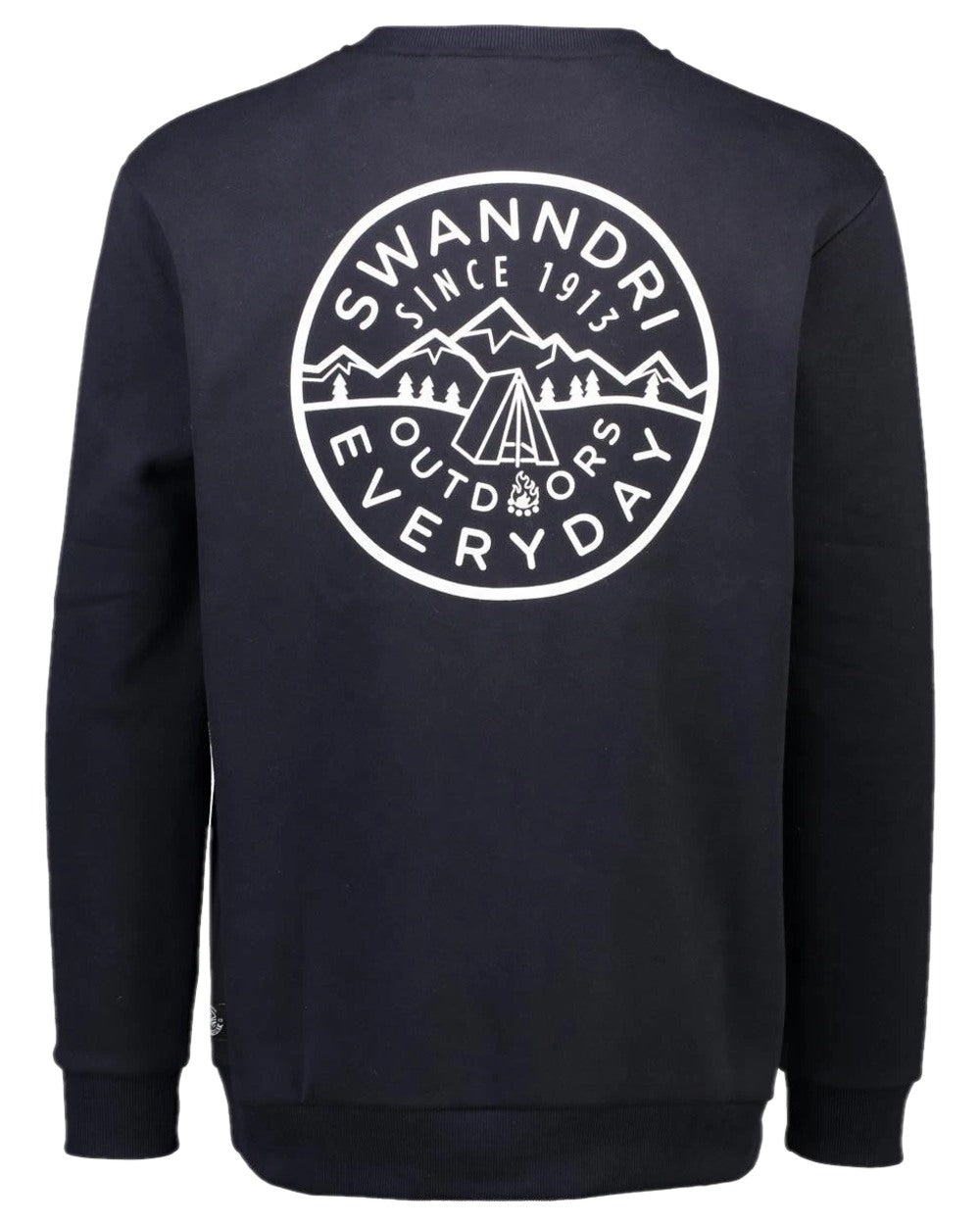 Navy Coloured Swanndri Mens Camp Crew Fleece on white background 
