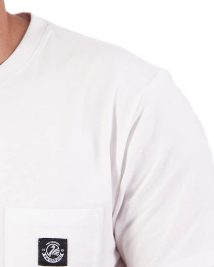 Crisp White coloured Swanndri Mens Duval V3 T-Shirt on white background 