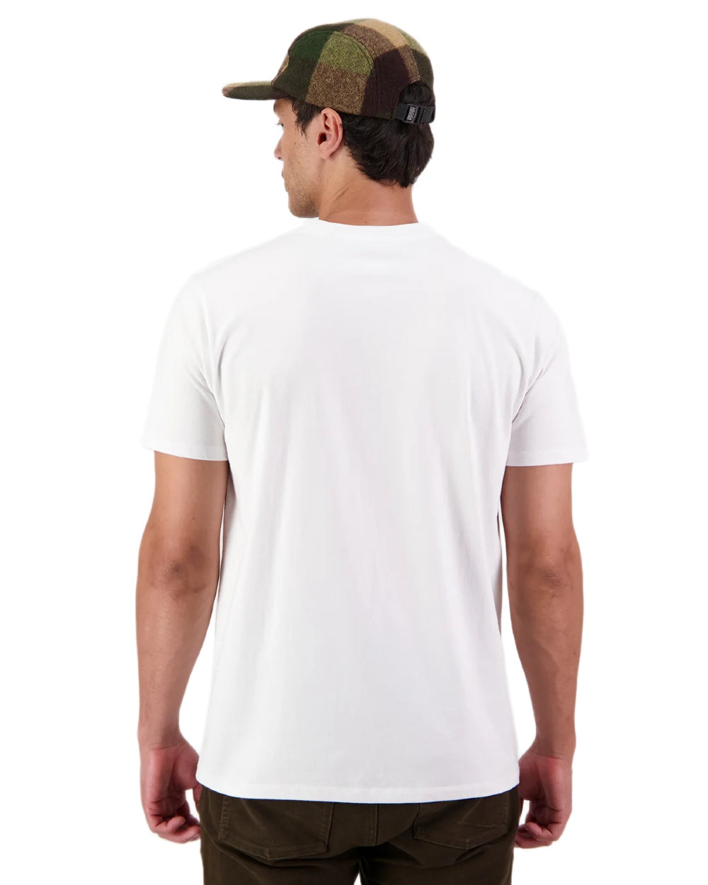 Crisp White coloured Swanndri Mens Duval V3 T-Shirt on white background 