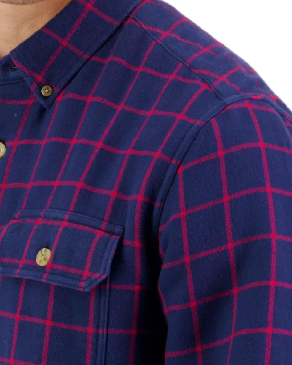 Red Coloured Swanndri Mens Emerson St Long Sleeve Shirt on white background 