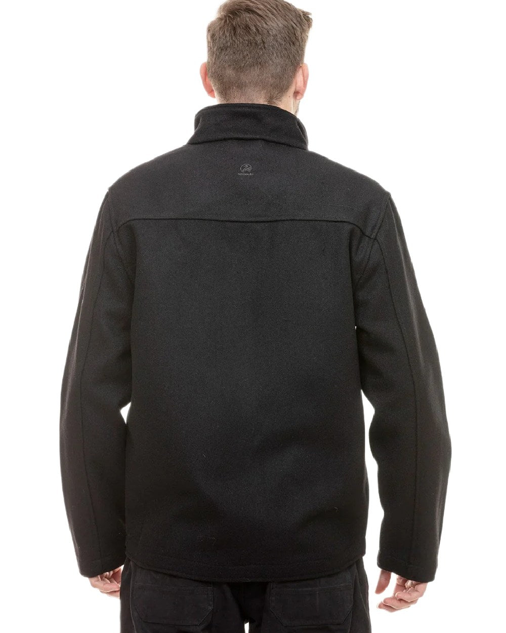 Black Coloured Swanndri Mens Falcon Wool Jacket on white background 