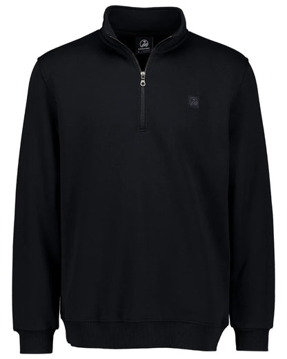 Black coloured Swanndri Mens Fundamentals Quarter Zip Sweatshirt on white background 