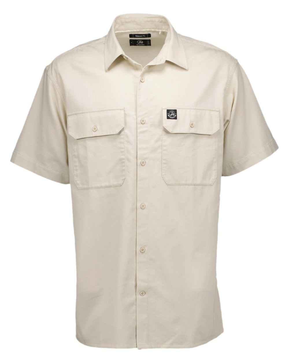 Light Taupe Coloured Swanndri Mens Fundamentals Short Sleeve Work Shirt on white background 