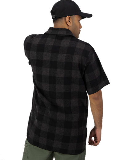 Grey Black Check Coloured Swanndri Mens Henderson Wool Jacket on white background 