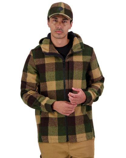 Checkamo Coloured Swanndri Mens Hudson Wool Hoodie on white background 
