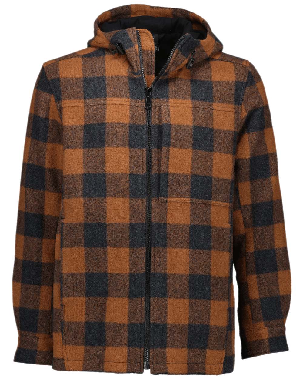 Shadow Rusty Check Coloured Swanndri Mens Hudson Wool Hoodie on white background 
