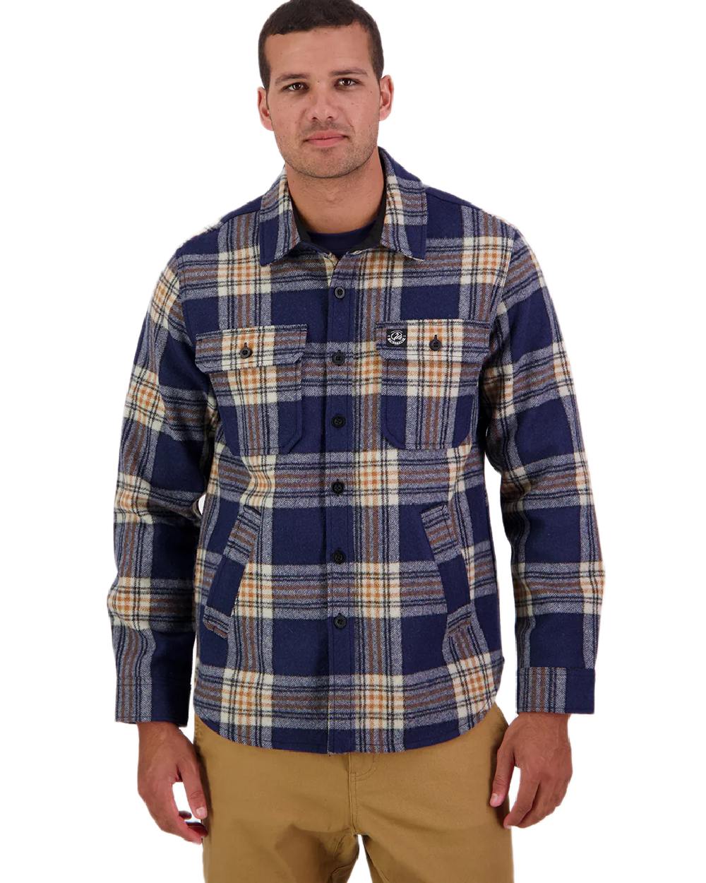 Atlantic Check Coloured Swanndri Mens Kiaraki V3 Wool Shacket on white background 