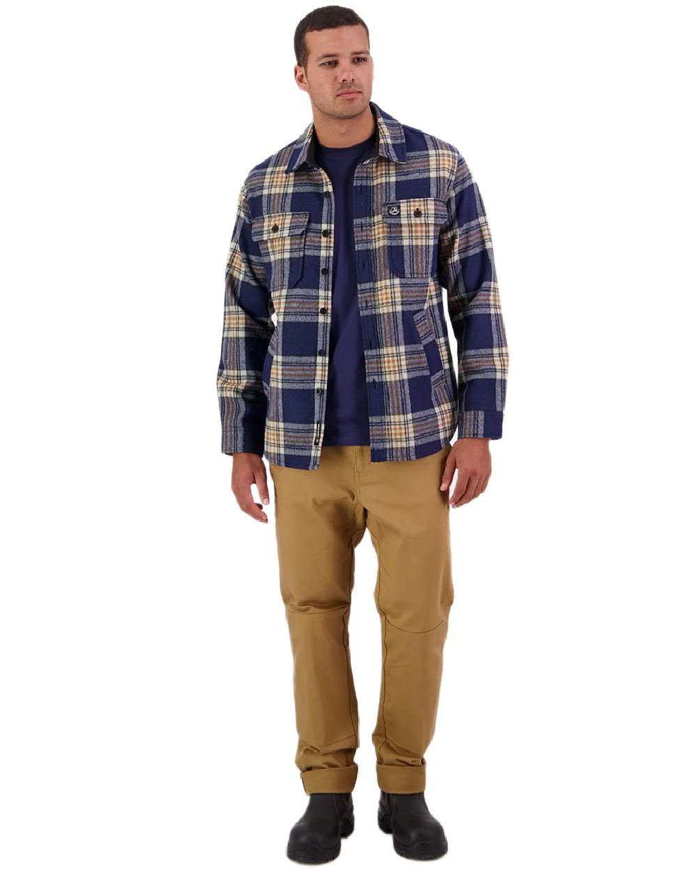 Atlantic Check Coloured Swanndri Mens Kiaraki V3 Wool Shacket on white background 