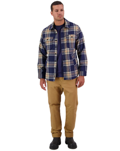 Atlantic Check Coloured Swanndri Mens Kiaraki V3 Wool Shacket on white background 