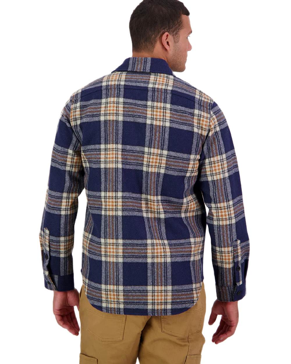 Atlantic Check Coloured Swanndri Mens Kiaraki V3 Wool Shacket on white background 