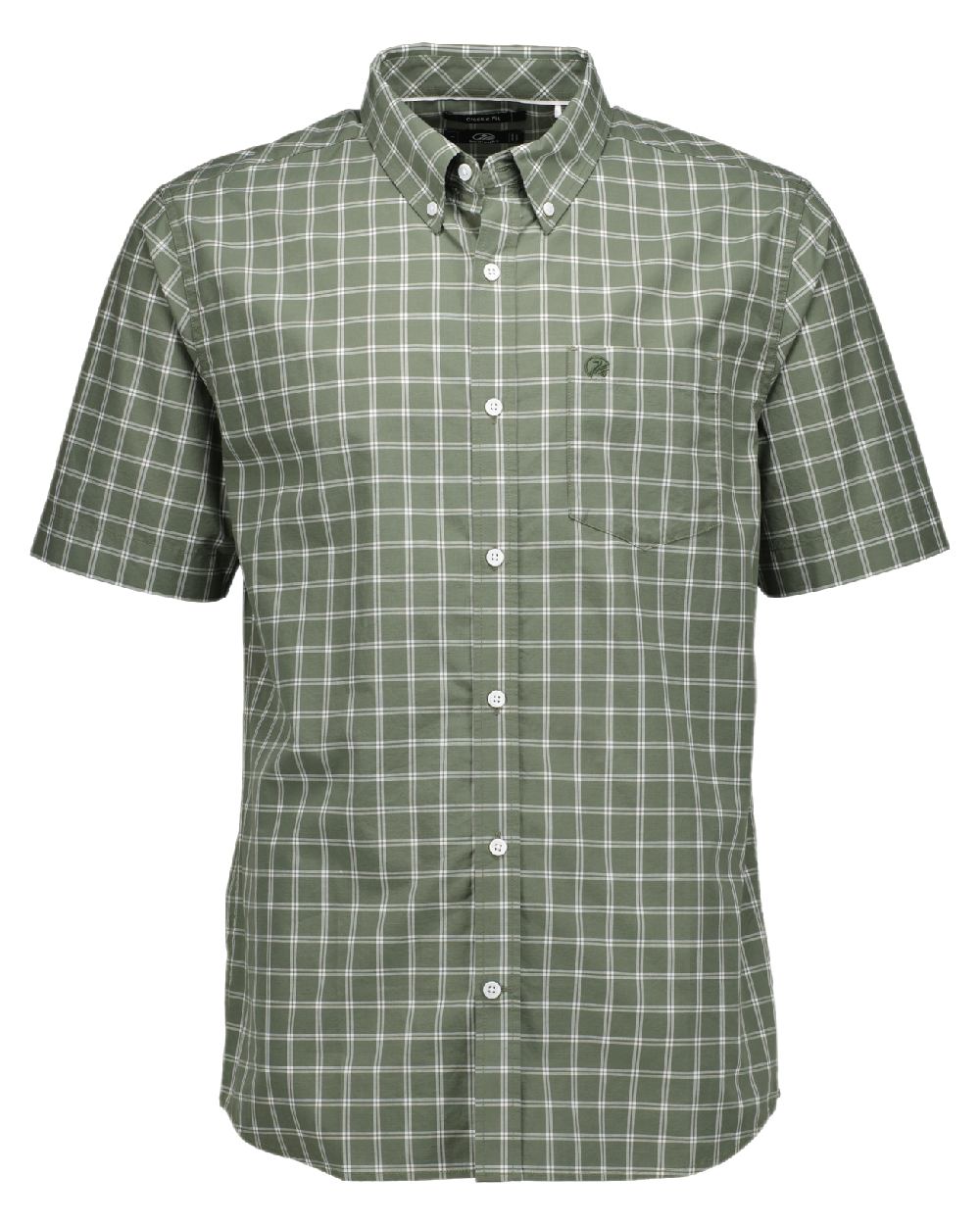 Olive Check Coloured Swanndri Mens Lancewood Short Sleeve Shirt on white background 